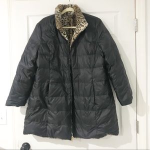 JONES NEw York reversible leopard puffer coat